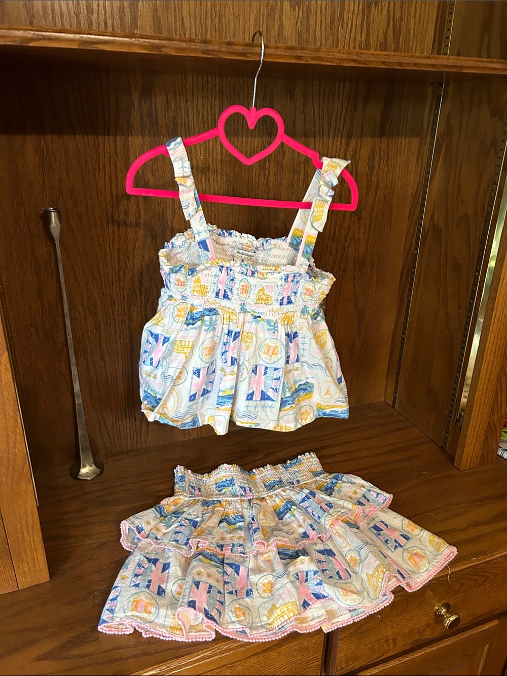 Haute Hippie Girls Pastel Sailboat Smocked Tank Top - Blue, Pink, Yellow 7/8